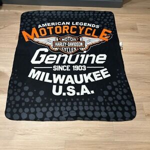 Harley-Davidson American Legends Fleece Blanket Genuine Milwaukee USA Black